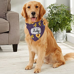 Floral Personalized Dog Bandana- Large - 19043-L