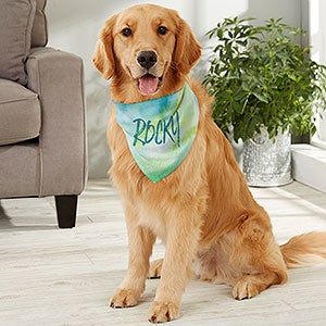 Watercolor Personalized Dog Bandana - Large - 19045-L