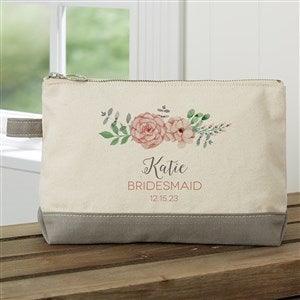 Blooming Bridal Party Personalized Grey Makeup Bag - 19056-G