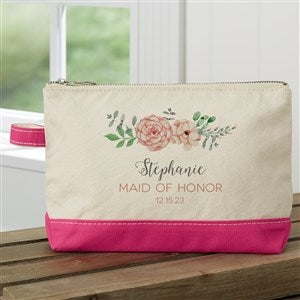 Blooming Bridal Party Personalized Pink Makeup Bag - 19056-P