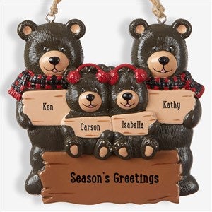 Holiday Bear Family© Personalized Ornament- 4 Names - 19063-4