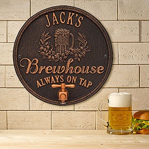 Oak Barrel Personalized Aluminum Brew Pub Plaque - Oil Rubbed Bronze - 19076D-OB