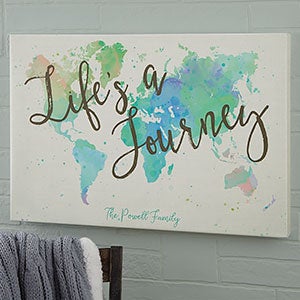 The Journey Personalized World Map Canvas Print- 24 x 36 - 19102-XL