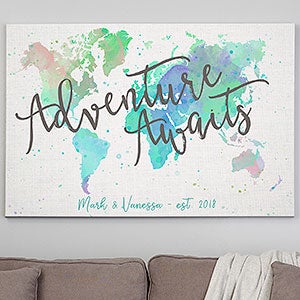 Personalized 32x48 World Map Canvas Print - 19102-32x48