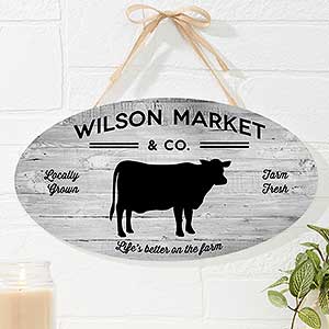 Farmhouse Kitchen Personalized Oval Wood Sign - 19110