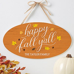 Happy Fall YAll Personalized Oval Wood Sign - 19111