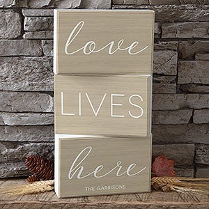 Love Lives Here Personalized Rectangle Shelf Blocks- Set of 3 - 19132