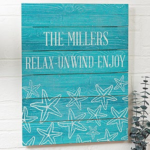 Coastal Home 16x20 Personalized Wood Plank Signs - 19164-16x20