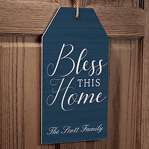Bless This Home Personalized Large Wood Wall Tag - 19189