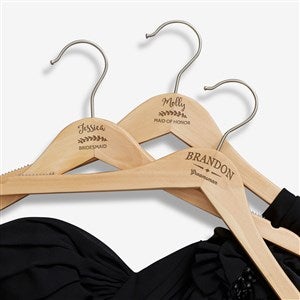 Feminine Bridesmaid Engraved Wood Hanger - 19207