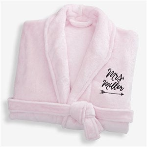 Mrs. Embroidered Luxury Pink Fleece Robe - 19219-MP