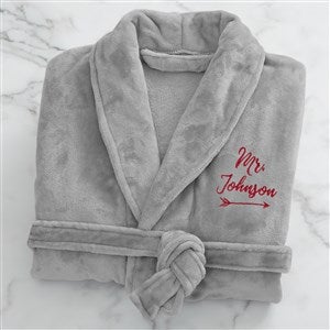 Mr. Embroidered Luxury Grey Fleece Robe - 19219-MRG