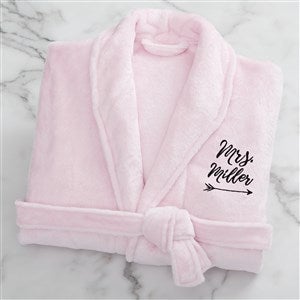 Mrs. Embroidered Luxury Pink Fleece Robe - 19219-MP