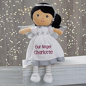 Embroidered Angel Doll with Black Hair - 19228-BK
