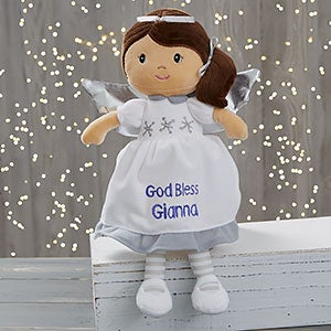 Embroidered Angel Doll with Brown Hair - 19228