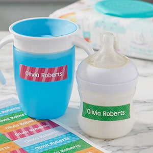 Colorful Patterns Personalized Baby Bottle Labels - 19237