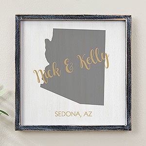 State Pride Personalized Blackwashed Wood Wall Art - 12x12 - 19248B-12x12