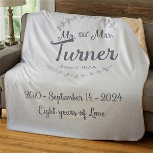 Mr. & Mrs. Personalized Wedding & Anniversary 50x60 Sherpa Blanket - 19268-S