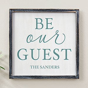 Be Our Guest 12x12 Personalized Blackwashed Wood Wall Art - 19274B-12x12