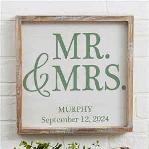 Mr & Mrs Personalized Wedding Wall Art - Barnwood Frame | 12x12 - 19277-12x12