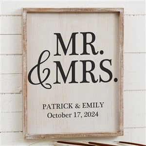 Personalized Mr & Mrs Wedding Wall Art - Barnwood Frame | 14x18 - 19277-14x18