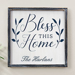 Bless This Home Personalized Blackwashed Barnwood Frame Wall Art- 12 x 12 - 19278B-12x12