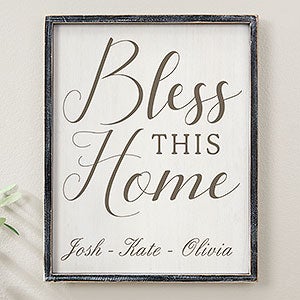 Bless This Home Personalized Blackwashed Barnwood Frame Wall Art- 14 x 18 - 19278B-14x18