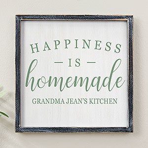 Happiness is Homemade Personalized Blackwashed Barnwood Frame Wall Art- 12x 12 - 19279B-12x12