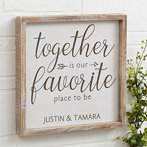 Together... Personalized Whitewashed Barnwood Frame Wall Art- 12' x 12