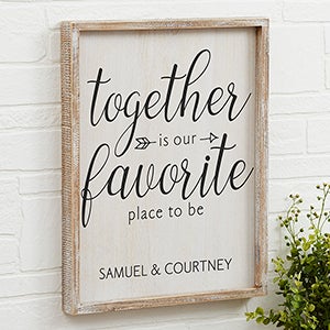 Together... Personalized Whitewashed Barnwood Frame Wall Art- 14' x 18