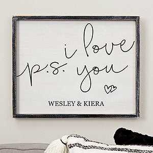 P.S. I Love You Personalized Blackwashed Barnwood Frame Wall Art- 14 x 18 - 19282B-14x18