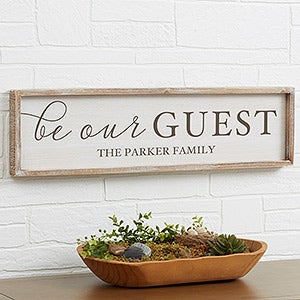 Be Our Guest Personalized Whitewashed Wood Wall Art - 30x8 - 19284-30x8