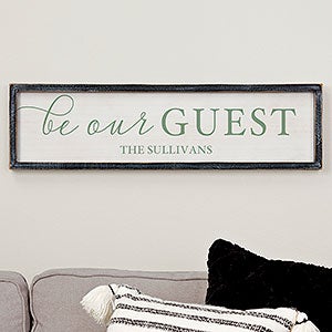 Be Our Guest Personalized Blackwashed Wood Wall Art - 30x8 - 19284B-30x8