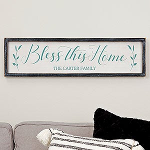 Bless This Home Personalized Blackwashed Barnwood Frame Wall Art - 30 x 8 - 19288B-30x8