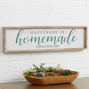 Happiness is Homemade Personalized Whitewashed Wood Wall Art - 19289-30x8