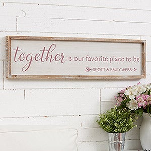 Together... Personalized Barnwood Whitewashed Frame Wall Art - 30 x 8 - 19290-30x8