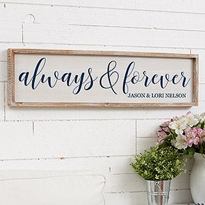 Always & Forever Personalized Whitewash Wood Wall Art - 30x8 - 19291-30x8