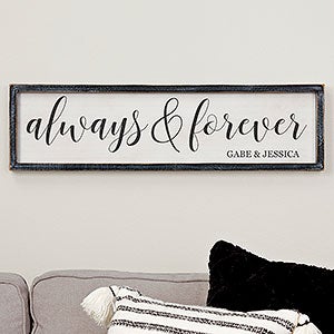 Always & Forever Personalized Blackwashed Wood Wall Art - 30x8 - 19291B-30x8