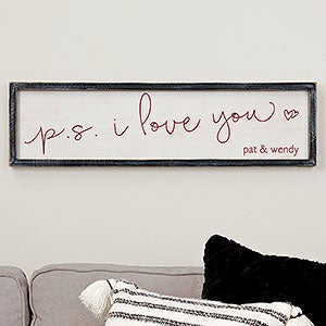 P.S. I Love You Personalized Blackwashed Wood Wall Art - 30x8 - 19292B-30x8