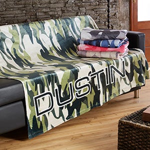 Personalized 60x80 Fleece Camo Blanket - 19306-L