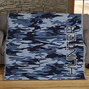 Personalized 50x60 Woven Throw Camo Blanket - 19306-A