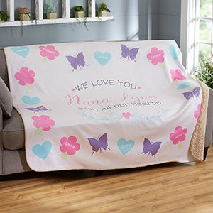All Our Hearts Personalized 50x60 Sherpa Blanket - 19314-S