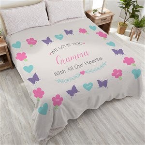All Our Hearts Personalized 90x90 Plush Queen Fleece Blanket - 19314-QU