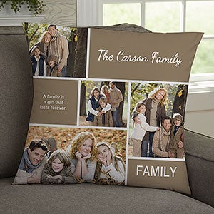 Family Love Photo Collage Personalized 18 Velvet Throw Pillow - 19319-LV