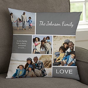 Family Love Photo Collage Personalized 14 Throw Pillow - 19319-S