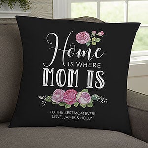 Home Is Where Mom Is Personalized 18-inch Velvet Throw Pillow - 19324-LV