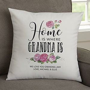 Home Is Where Mom Is Personalized 14 Velvet Throw Pillow - 19324-SV
