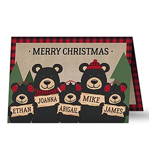 Cozy Bear Family Premium Christmas Card - 19342-P