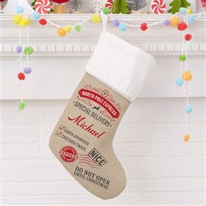 Special Delivery From Santa Personalized Ivory Christmas Stocking - 19347-I