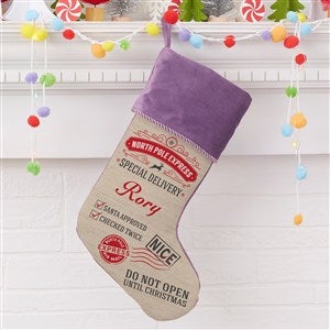 Special Delivery From Santa Personalized Purple Christmas Stocking - 19347-P